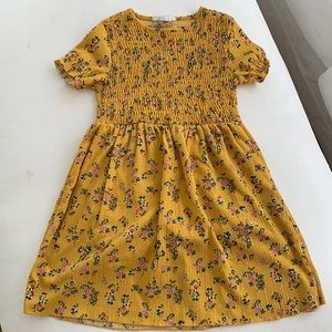 Zara fall girls dress mustard yellow with flowers